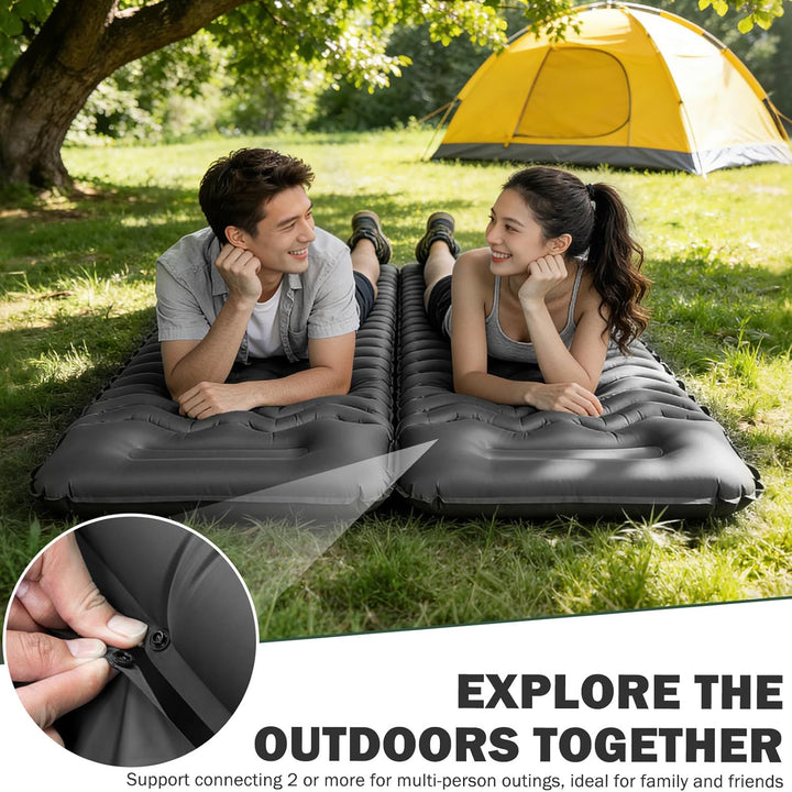 Isomatte, Ultraleichte Aufblasbare Luftmatratze, Camping Matratze mit Fusspresse Pumpe, Anti-Ripstop
