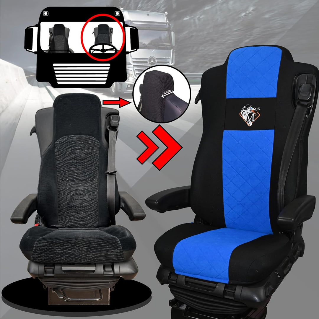 SABA Auto Sitzbezüge LKW für Mercedes ACTROS MP4, AROX ab 2011, MP5 ab 2019, ungefederter Beifahrers
