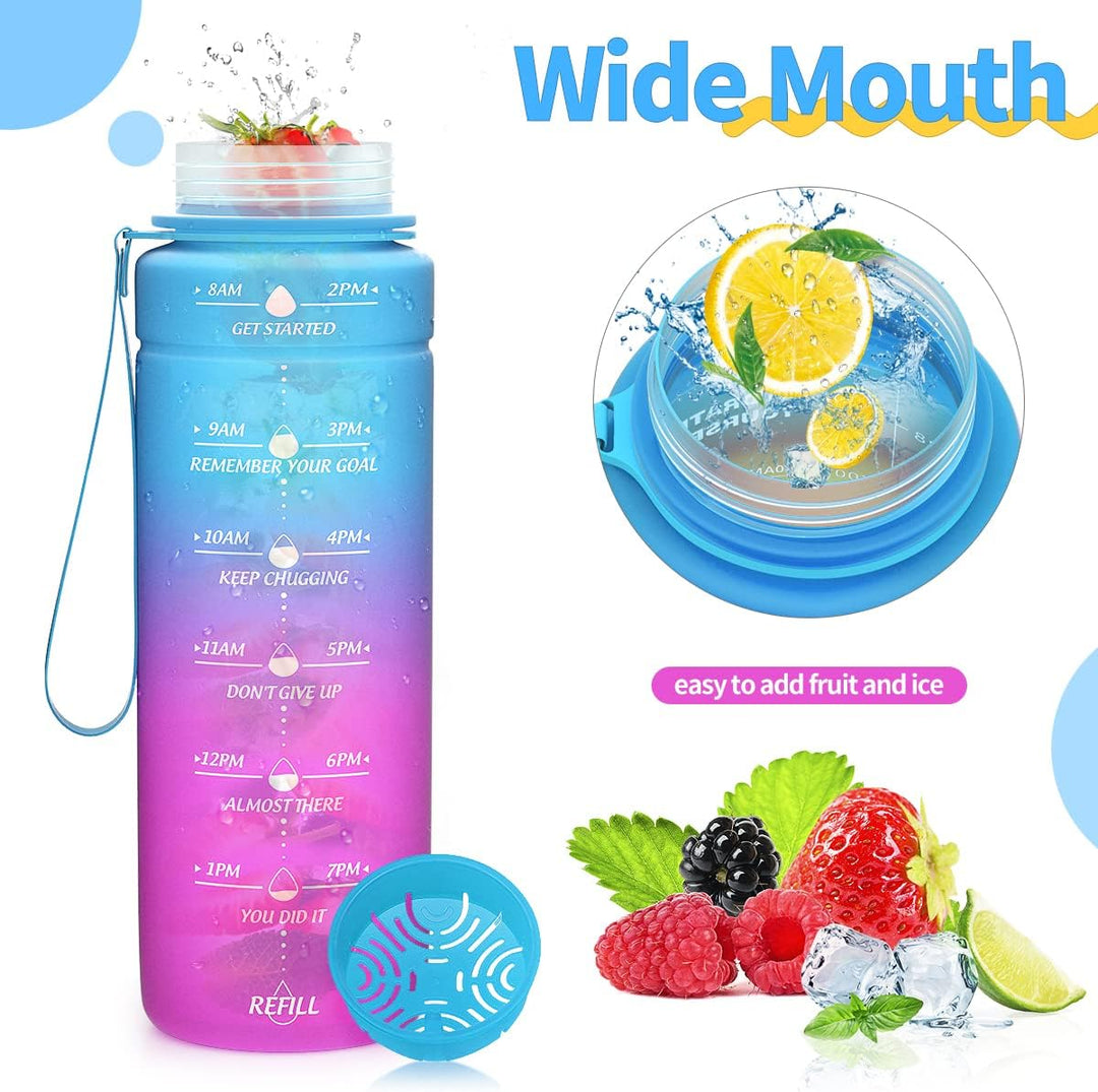 Sport Trinkflasche 2l, 1,5l, 1l, 700ml, 500ml Trinkflasche Kinder Auslaufsicher, Motivierende Wasser