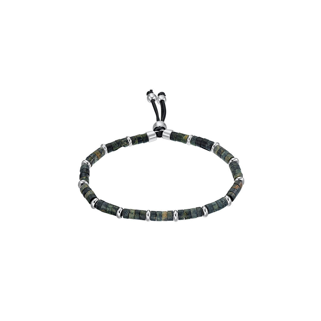 s.Oliver Identarmband Edelstahl Herren Armschmuck, Silber, Kommt in Schmuck Geschenk Box Beads grün,