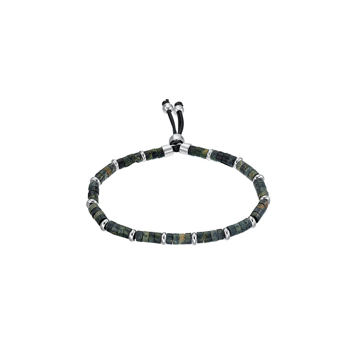 s.Oliver Identarmband Edelstahl Herren Armschmuck, Silber, Kommt in Schmuck Geschenk Box Beads grün,
