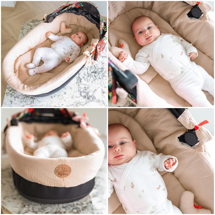 Stubenwagen Umrandung Musselin - Nestchen für Kinderwagen und Buggy Babybett Zubehör Babywanne und K