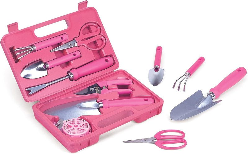 FUNICE Pink Lady Gartenset für die Frau mit Schaufel, Rechen, Zange usw