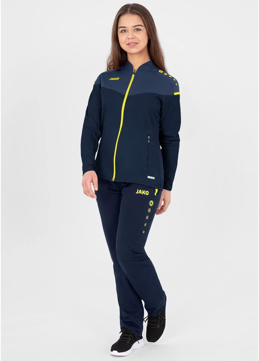 JAKO Damen Champ 2.0 Präsentationsjacke 44 marine/darkblue/Neongelb, 44 marine/darkblue/Neongelb