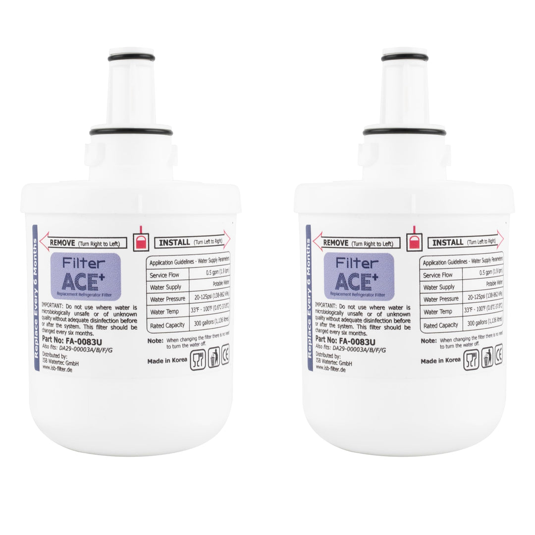 ACE+ FA-0083U | 2x Wasserfilter kompatibel mit Samsung DA29-00003G, HAFIN2/EXP, DA29-00003F, HAFIN1/