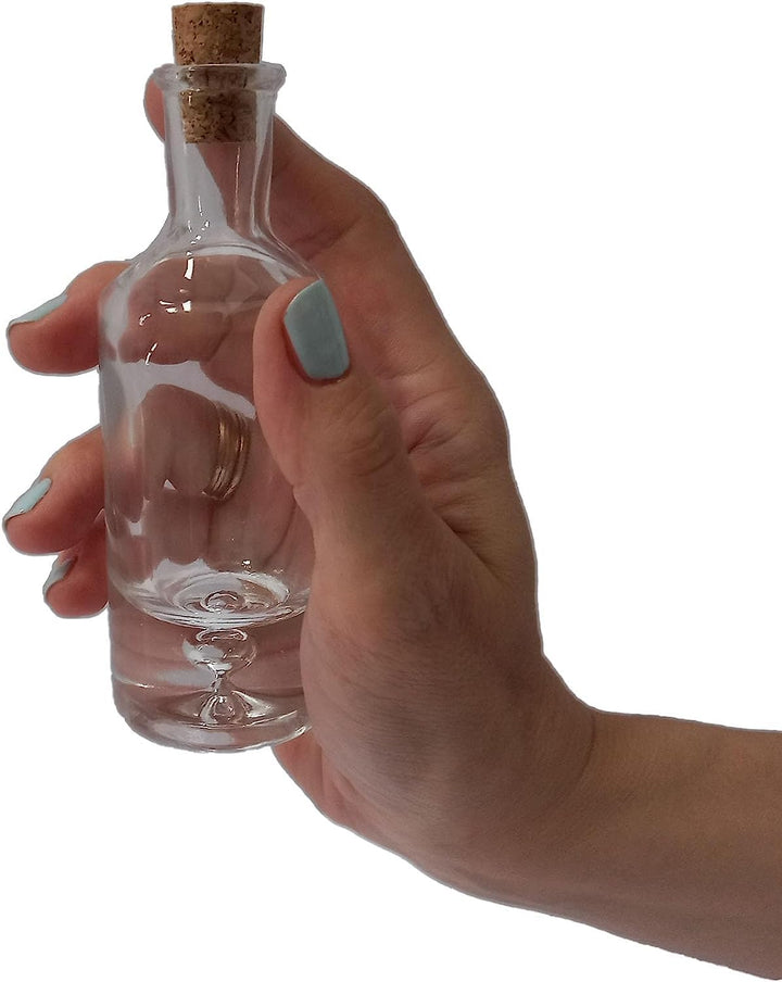 NOVANETUS DROP 9 Stück x Kleine Flaschen mit Korken und Tropfen im Boden - 50ml, Glas Flaschen zur A