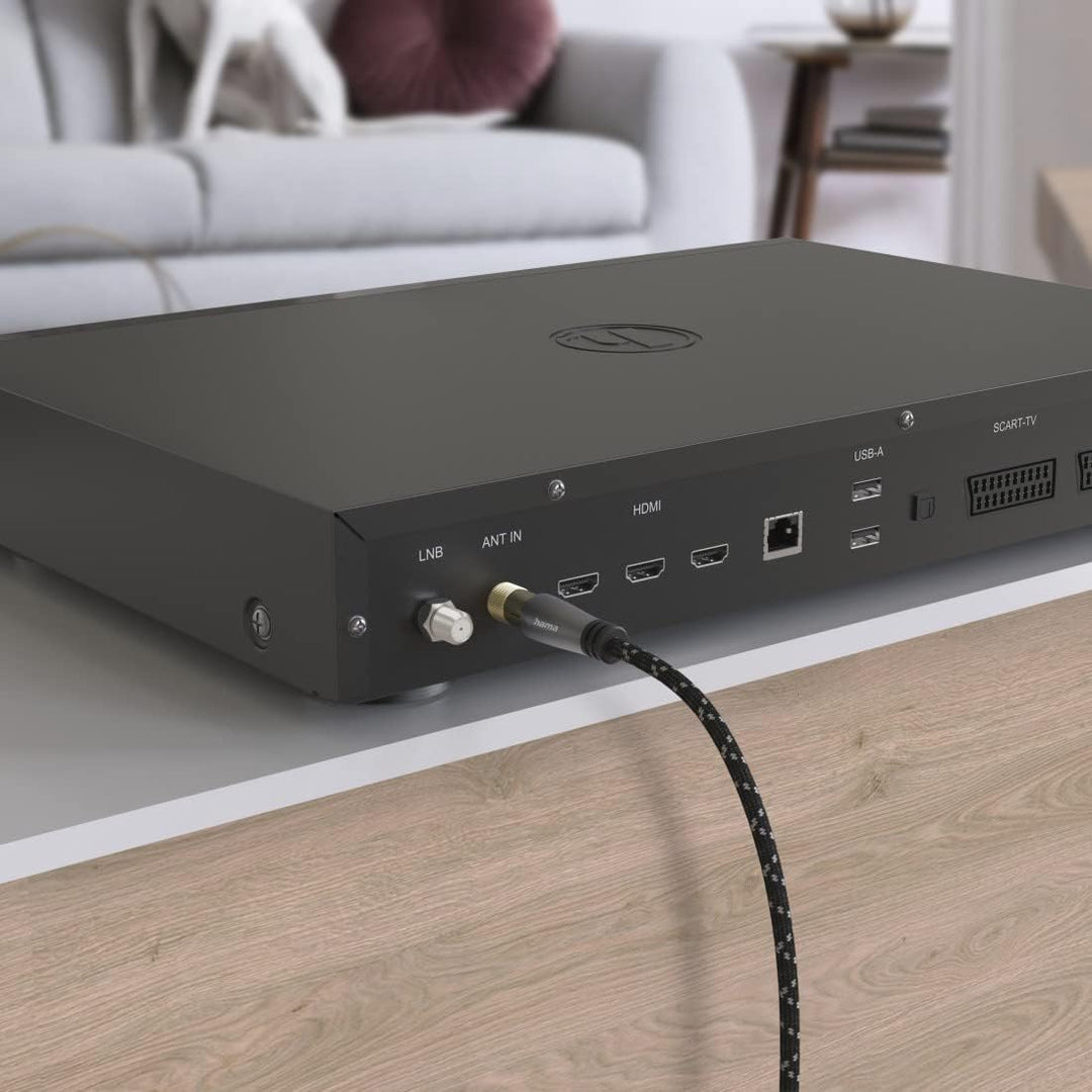 Hama Antennenkabel Koax 10 m lang 120 dB (Koax Stecker - Kupplung, Koaxialkabel HD TV, 8K, zur Verbi