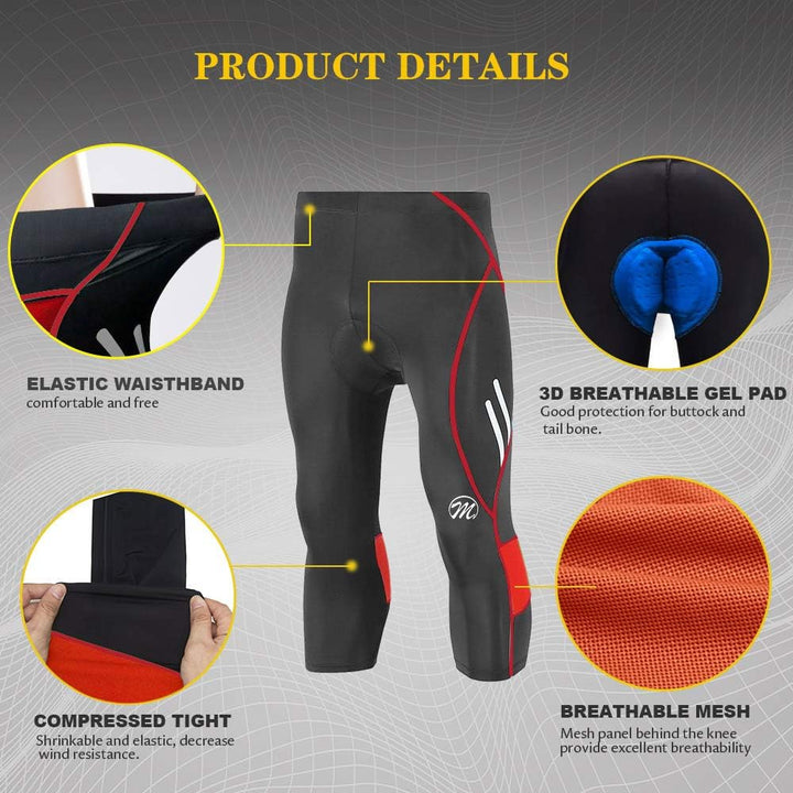 MEETWEE Herren 3/4 Radhose Fahrradhose, Kompression Radlerhose Leggings Radsport Hose für Männer Ela