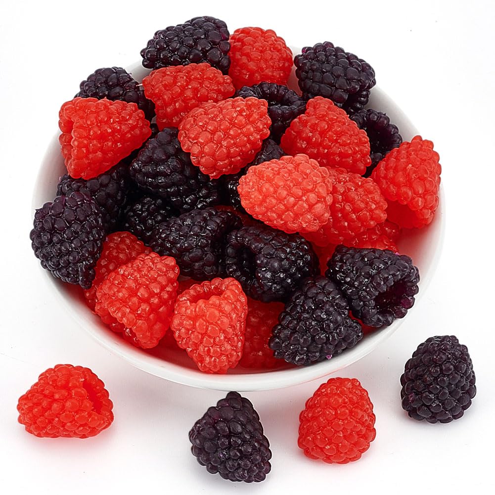32 Stück Künstliche Himbeere 2 Farben PVC Kunststoff Simulationsbeeren Nachahmung Lebensechter Himbe