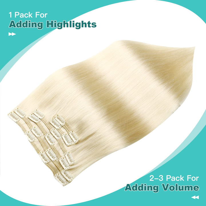 SURNEL Blond Clip in Extensions Echthaar Remy Platinblond Echthaar Clip in Extensions Blond Clip in