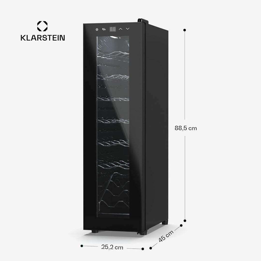 Klarstein Weinkühlschrank,1 Zone Getränkekühlschrank mit Glastür, Leiser Indoor/Outdoor Kühlschrank,