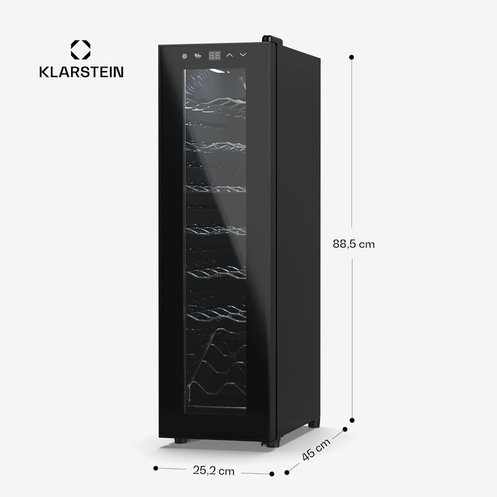 Klarstein Weinkühlschrank,1 Zone Getränkekühlschrank mit Glastür, Leiser Indoor/Outdoor Kühlschrank,