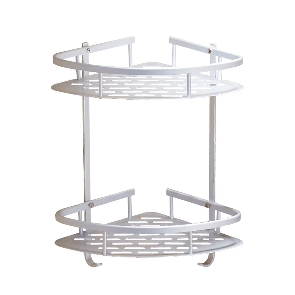 Duschregal, eloxiertes Aluminium, 2 Ablagen, mit Rostschutz, Badezimmer-Eckregal, wandmontiert, Plat