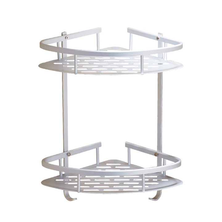 Duschregal, eloxiertes Aluminium, 2 Ablagen, mit Rostschutz, Badezimmer-Eckregal, wandmontiert, Plat