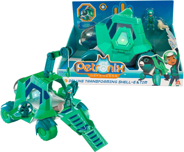 Giochi Preziosi Petronix Defender Shell-E Puppy mit Funktion 20 cm und 7 cm Figur, 20 cm grosse Acti