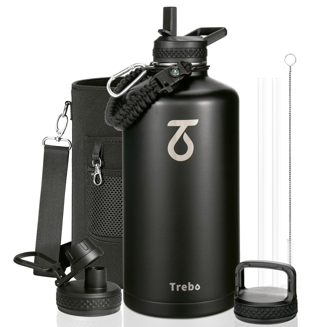 Trebo 3,6 l Wasserflasche isoliert mit ParacordGriff, 2,5 Liter lebensmittelechter, doppelwandiger V