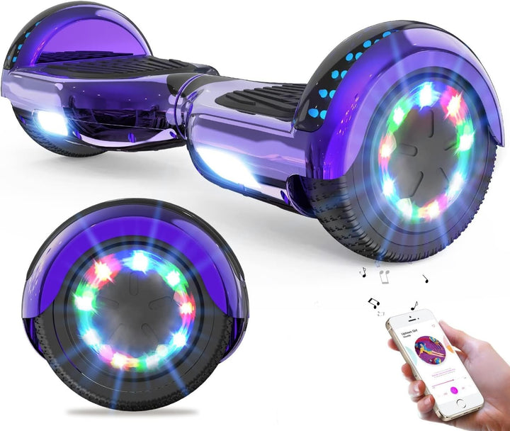 GeekMe Hoverboards 6.5”Zweimotoren 2-Rad-Hoverboards Hoverboards mit LED-Leuchten Bluetooth purple,