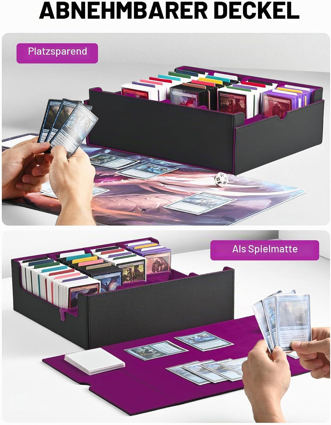 ZLCA Trading Card Storage Box, Commander Card Deck Case Holds 2400+ Cards, MTG Deck Box mit 4 Stopfe