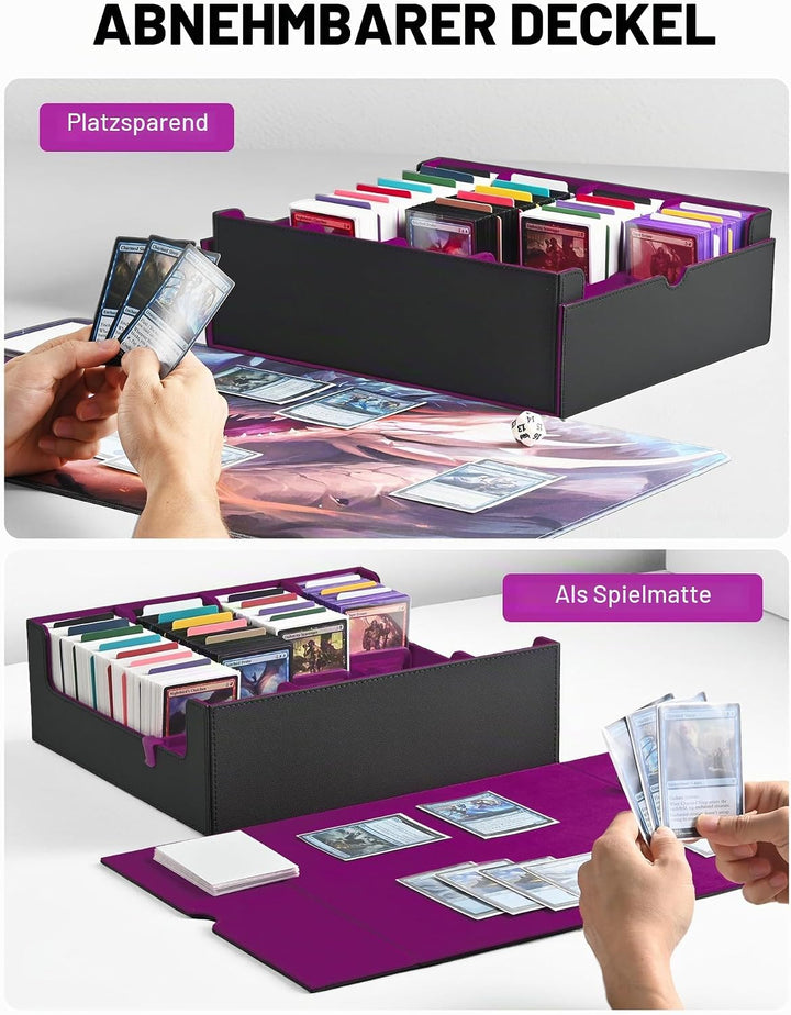 ZLCA Trading Card Storage Box, Commander Card Deck Case Holds 2400+ Cards, MTG Deck Box mit 4 Stopfe