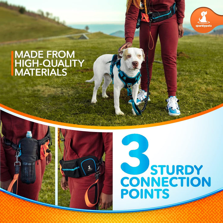 SparklyPets Joggingleine Hunde mit Bauchgurt – Joggingleine Hunde für Freie Hände Mittlere/Grosse Hu