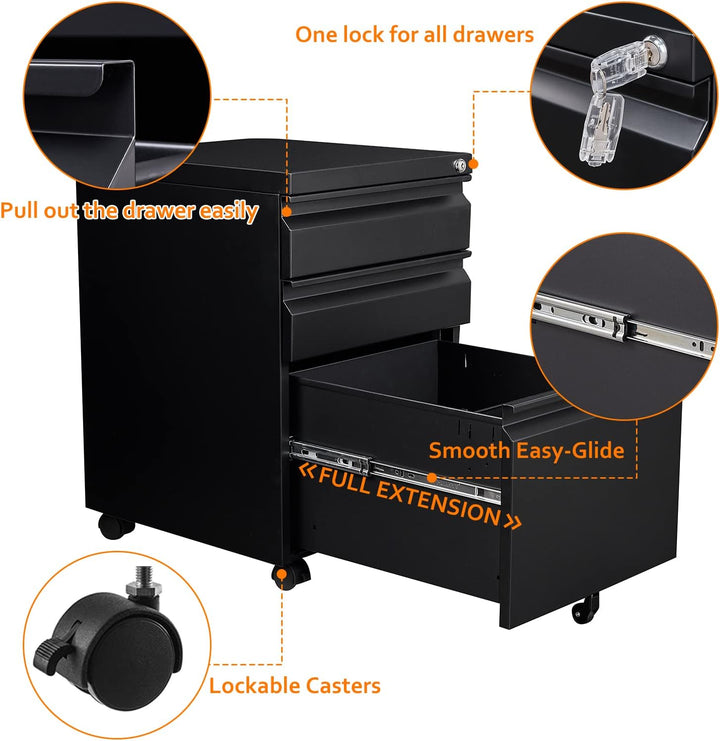 Rollcontainer Aktenschrank abschliessbar Büroschrank metallschrank File Cabinet Lagerschrank Beistel