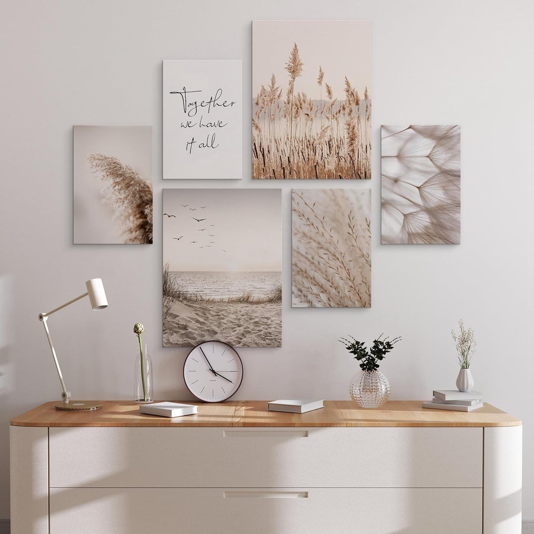 Muralo - Wandbilder Set - Leinwand Bilder Set Aufhängefertig in Boho Stil - das Leinwandbilder Set -