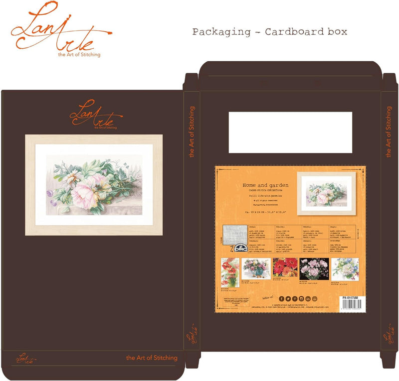 Lanarte Zählmusterpackung Stilleben mit Blumen Leinen Kreuzstichpackung, Baumwolle, Mehrfarbig, 39 x