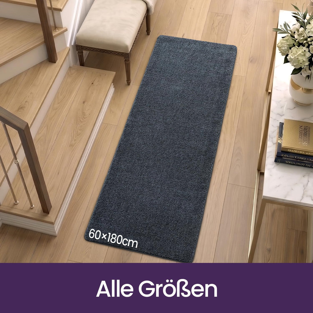 DEXI Flur Teppich Läufer 60 x 180 cm, rutschfeste Fussmatte Innen, Maschinenwaschbare Schmutzfangmat