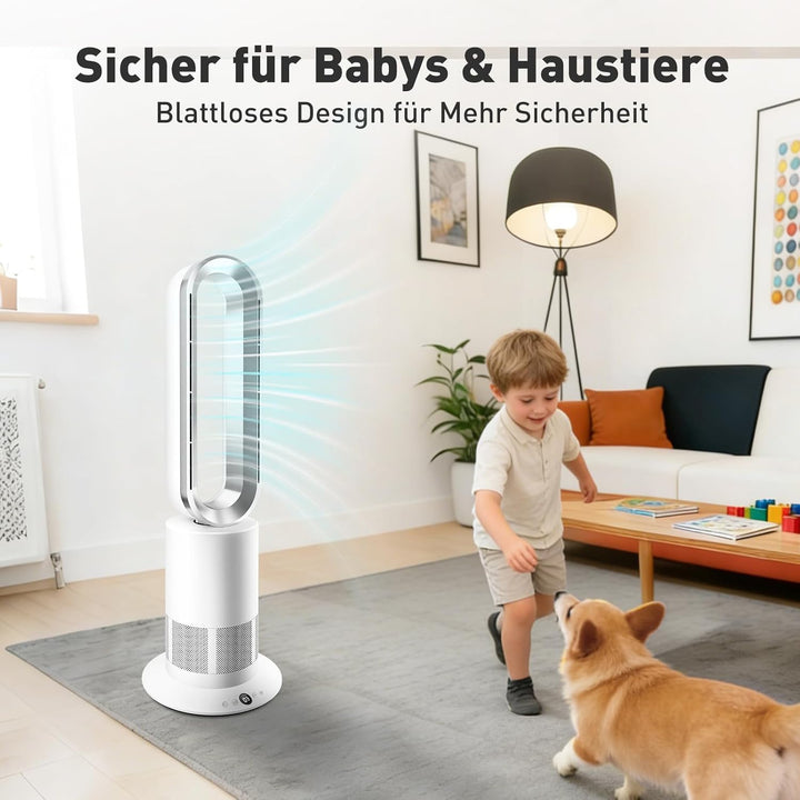 TP09Plus 2-in-1 Turmventilator - Heiz- & Kühlfunktion, 10 Kühl- & 3 Heizstufen, Fernbedienung & LED