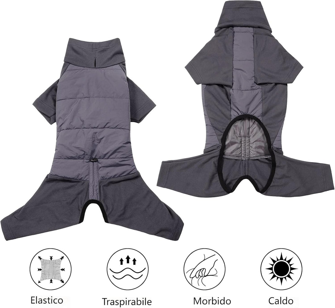 Dotoner Winter Hundemantel mit Beinen, Elastischer Wasserdicht Hundejacke Hund-Overall Fleecefutter