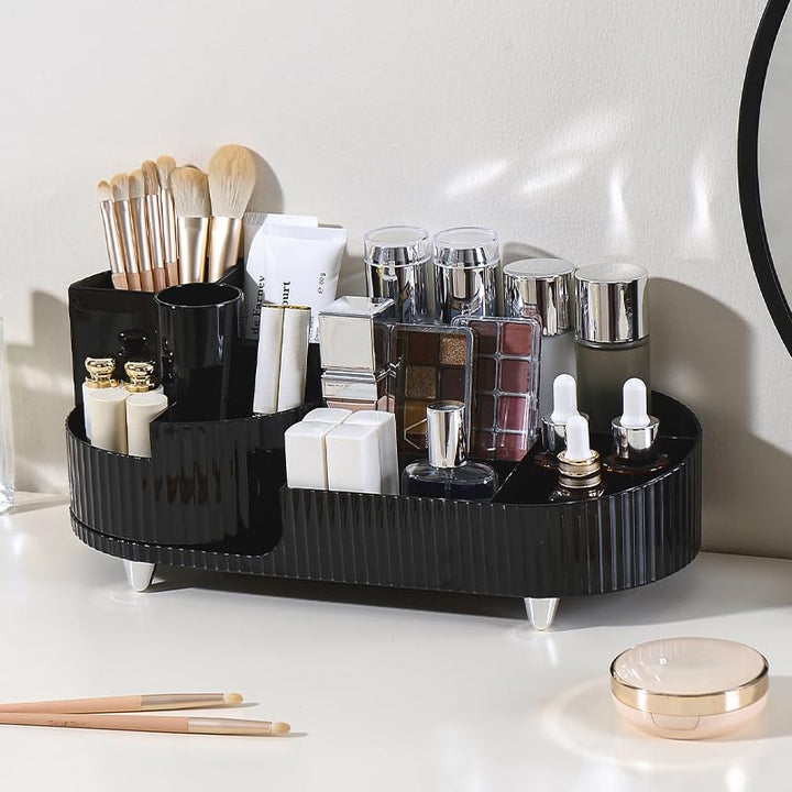 Make up Organizer 360° Drehbar, Grosser Bad Kosmetik Organizer mit Aufbewahrungsbox für Schminktisch