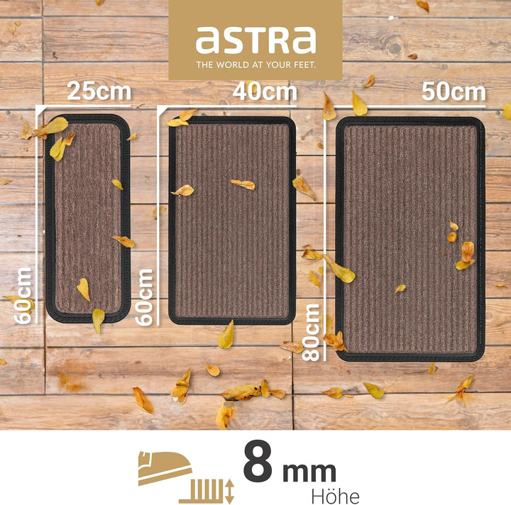 Astra Fussmatte Aussen &amp; Innen - Braun Linien 40 x 60 cm 4er Set (Rechteckig) | Robuste Gummi Sauber
