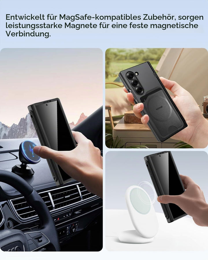 Miimall Magnetisch Hülle Kompatibel mit Samsung Galaxy Z Fold 6 Hülle mit S-Pen &amp;Stifthalter, [Anti-