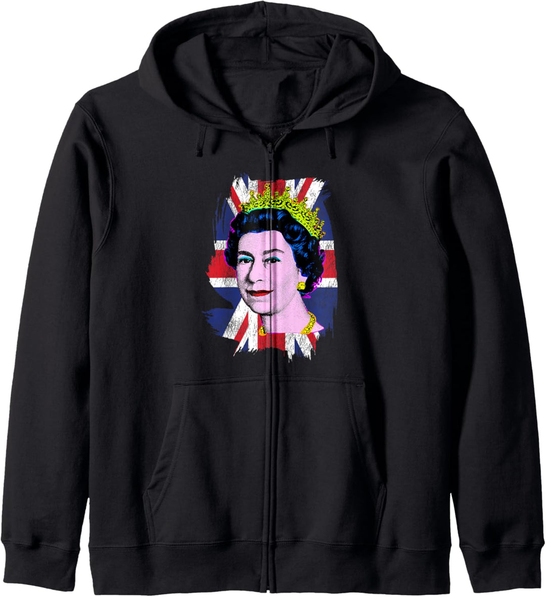Elizabeth Portrait Pop Art Union Jack Flagge Queen of England Kapuzenjacke