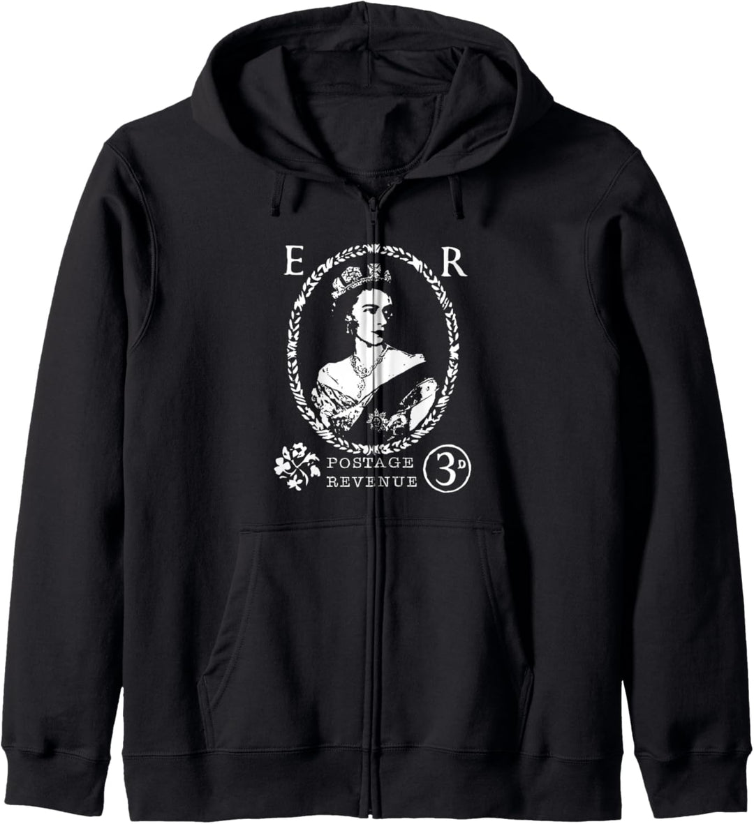 Queen Elizabeth II ER Crown UK Britain Monarch Distressed Kapuzenjacke