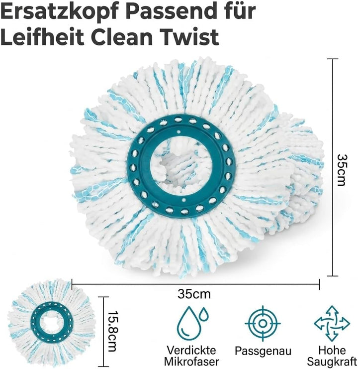 6 Stück Bodenwischer für Leifheit Clean Twist Disc Mop,Wasseraufnahme | Doppelfasermop kann Effizien