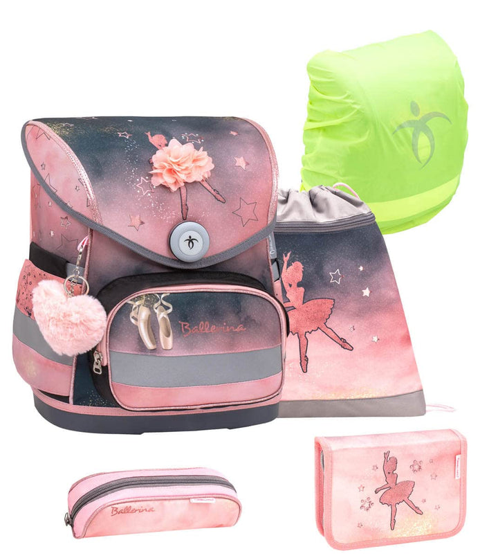 Belmil ergonomischer Schulranzen Set mit Regenschutz 5 -teilig für Kinder 1-4 Klasse Grundschule/Bru