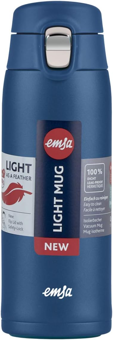 Emsa N21509 Travel Mug Light Thermo/Isolierbecher aus Edelstahl, 0,4 Liter, 8h heiss, 16h kalt, 100