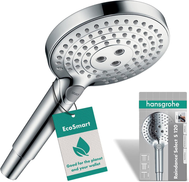 hansgrohe Duschkopf Raindance Select S, Duschbrause wassersparend, 3 Strahlarten, Antikalk-Funktion,