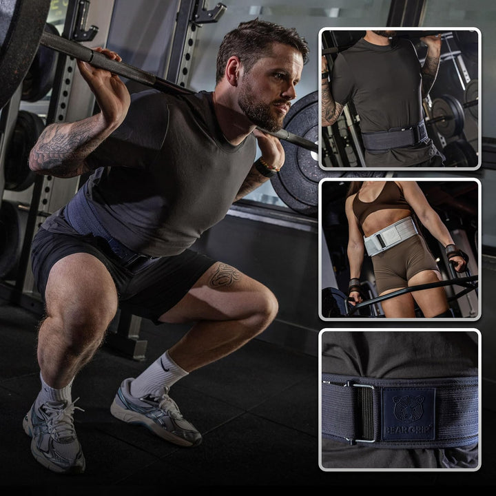 BEAR GRIP - Selbstverriegelnder Gewichthebergürtel, Premium Gewichthebergürtel für Crossfit, Powerli