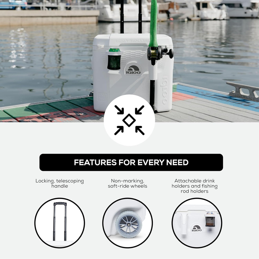 Igloo Marine Quantum Kühlbox auf Rädern, 49 Liter, Weiss