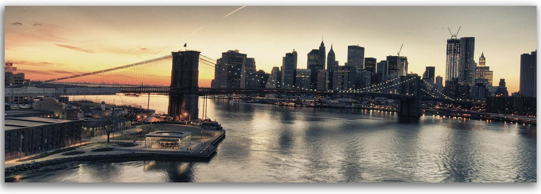 Feeby Frames, Leinwandbild, Bilder, Wand Bild, Wandbilder, Kunstdruck 30x90cm, BROOKLYN BRIDGE, NEW