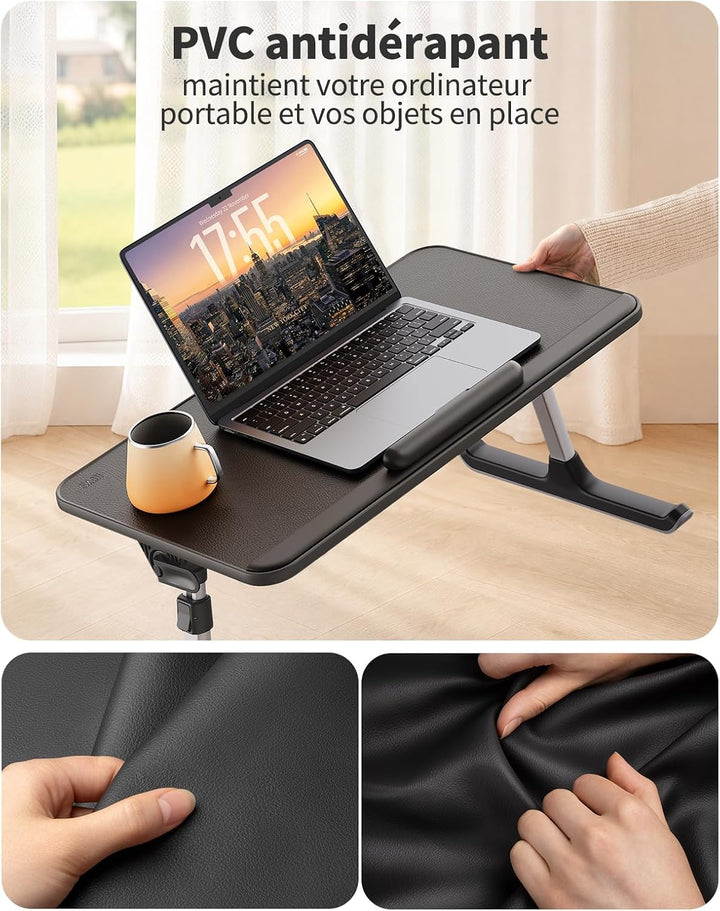SAIJI Laptoptisch fürs Bett, einstellbare Höhe, Neigungswinkel, Laptoptisch mit klappbare Beine, Rod