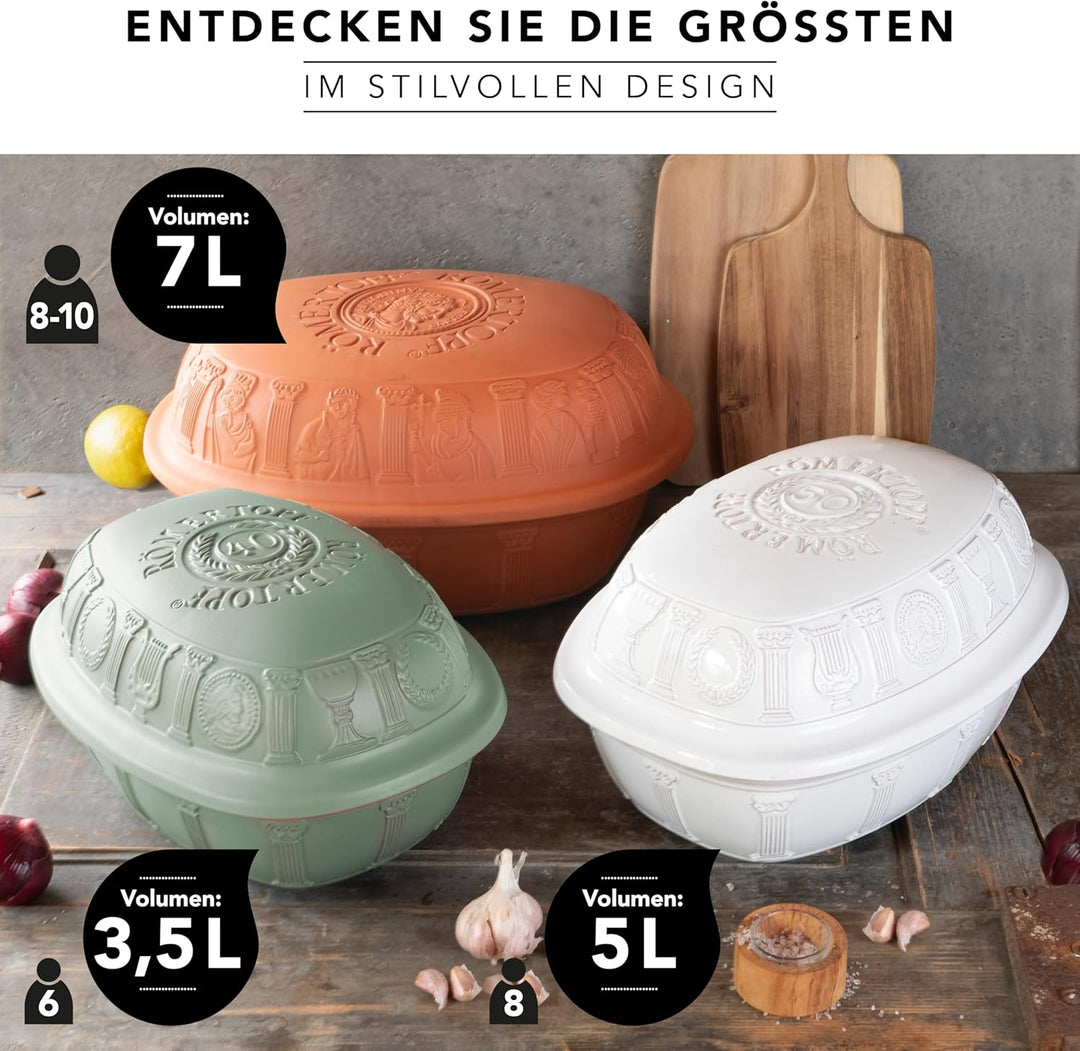 Römertopf Tonbräter 50 Jahre Jubiläums-Edition 5 Liter Bräter für bis zu 8 Personen, 5 Liter