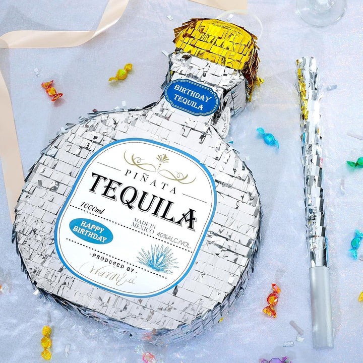WERNNSAI Tequila Flaschen Piñata – Tequila Cheers Party Piñata mit Augenbinde und Stockspiel für Erw