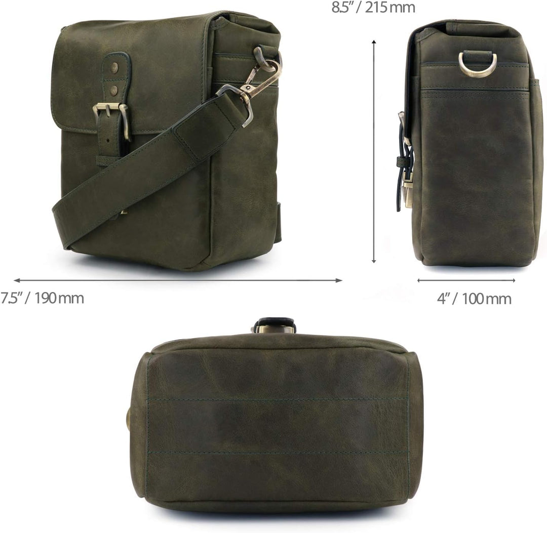 MegaGear MG1701 Torres Mini Kameratasche - Kuriertasche aus echtem Leder für Spiegellose, Sofortbild