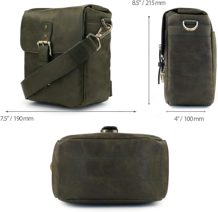 MegaGear MG1701 Torres Mini Kameratasche - Kuriertasche aus echtem Leder für Spiegellose, Sofortbild