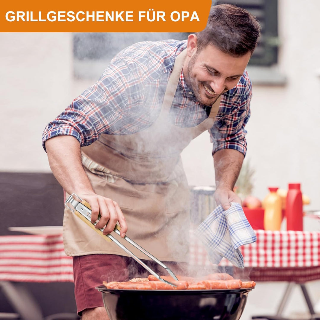 OPa Geschenke,4 Stücke BBQ Grillbesteck Set Edelstahl Grillzubehör für Männer Geschenk Geburtstag Ho