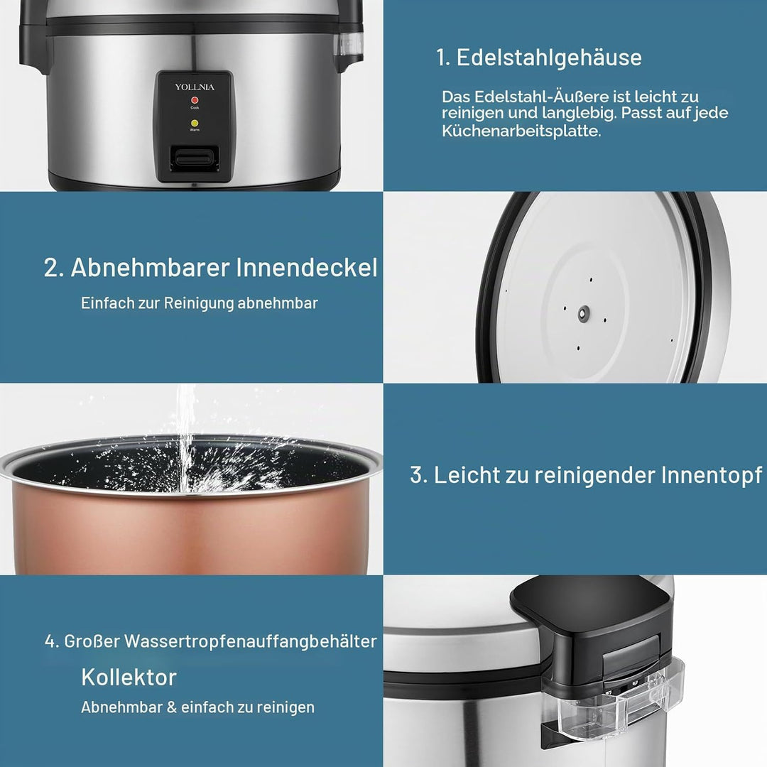 20L Liter Gewerblich Reiskocher für 35-50 Personen, Messbescher &amp; Reislöffel, mit Antihaftbeschichtu