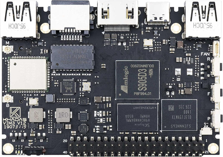khadas VIM3L Amlogic S905D3 12 nm Prozess für niedrige Hitze und hohe Effizienz (VIM3L HTPC Kit), VI